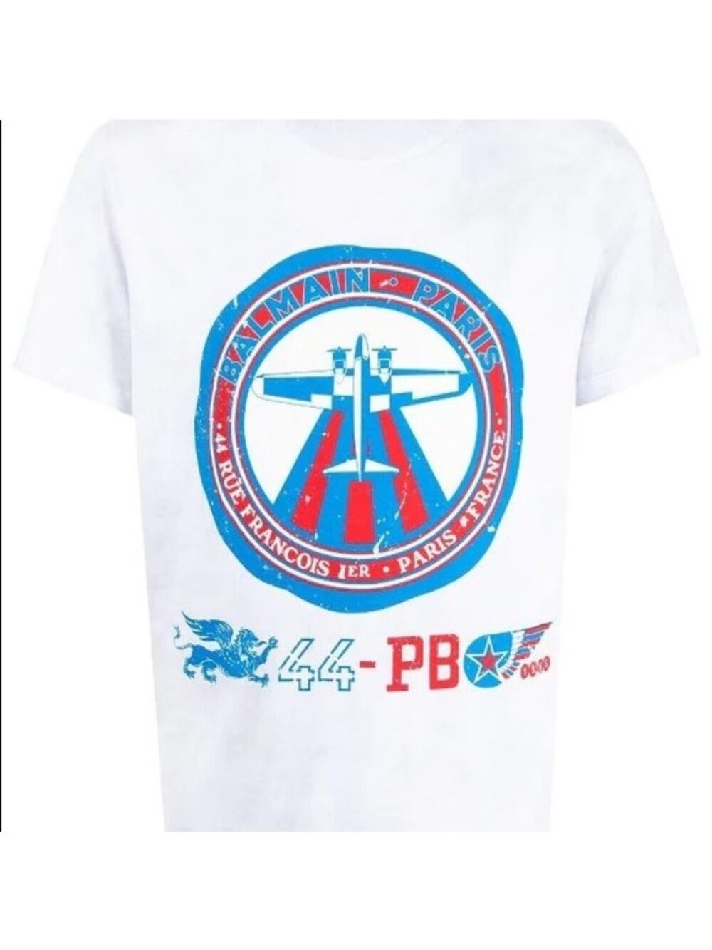 Balmain Plane-Print Crew-Neck T-shirt Men’s S $555. New With Tags.